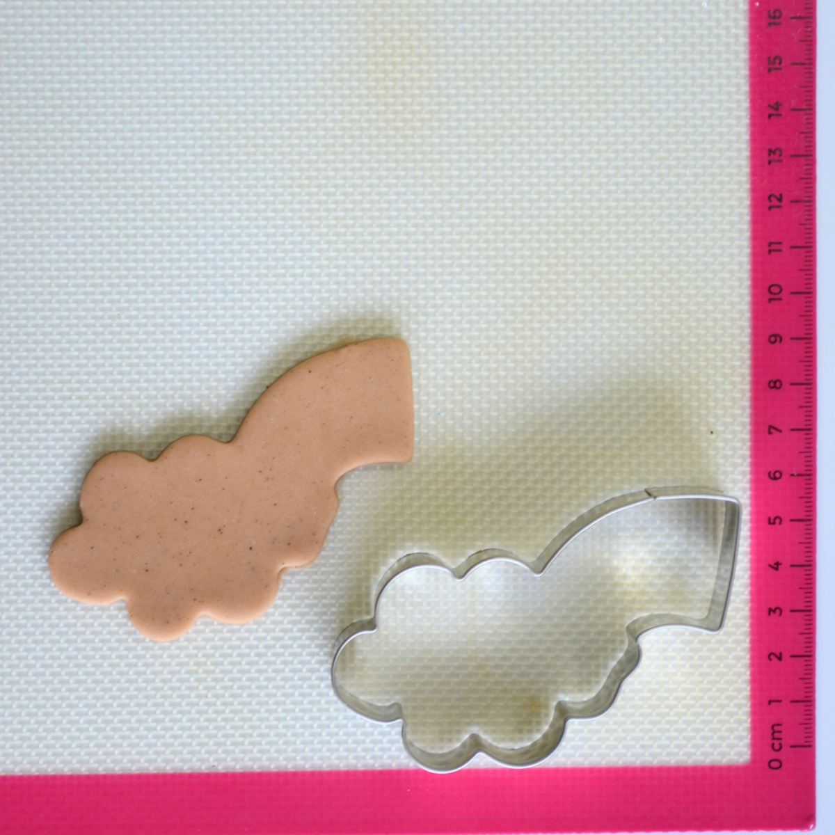 Cloud cookie cutter with rainbow stainless steel with cookie cutout
