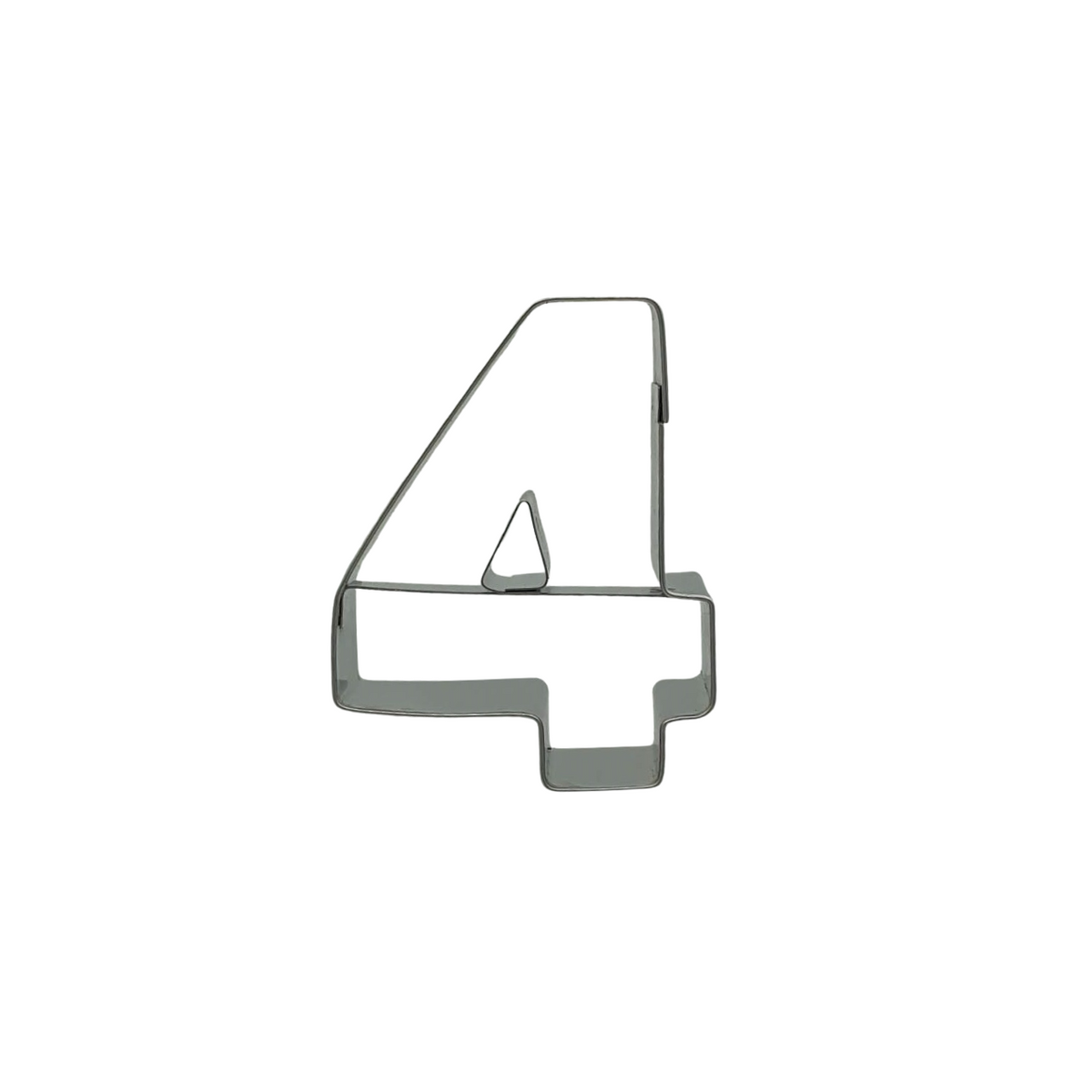 Number 4 cookie cutter 6.5cm tall made from stainless steel.