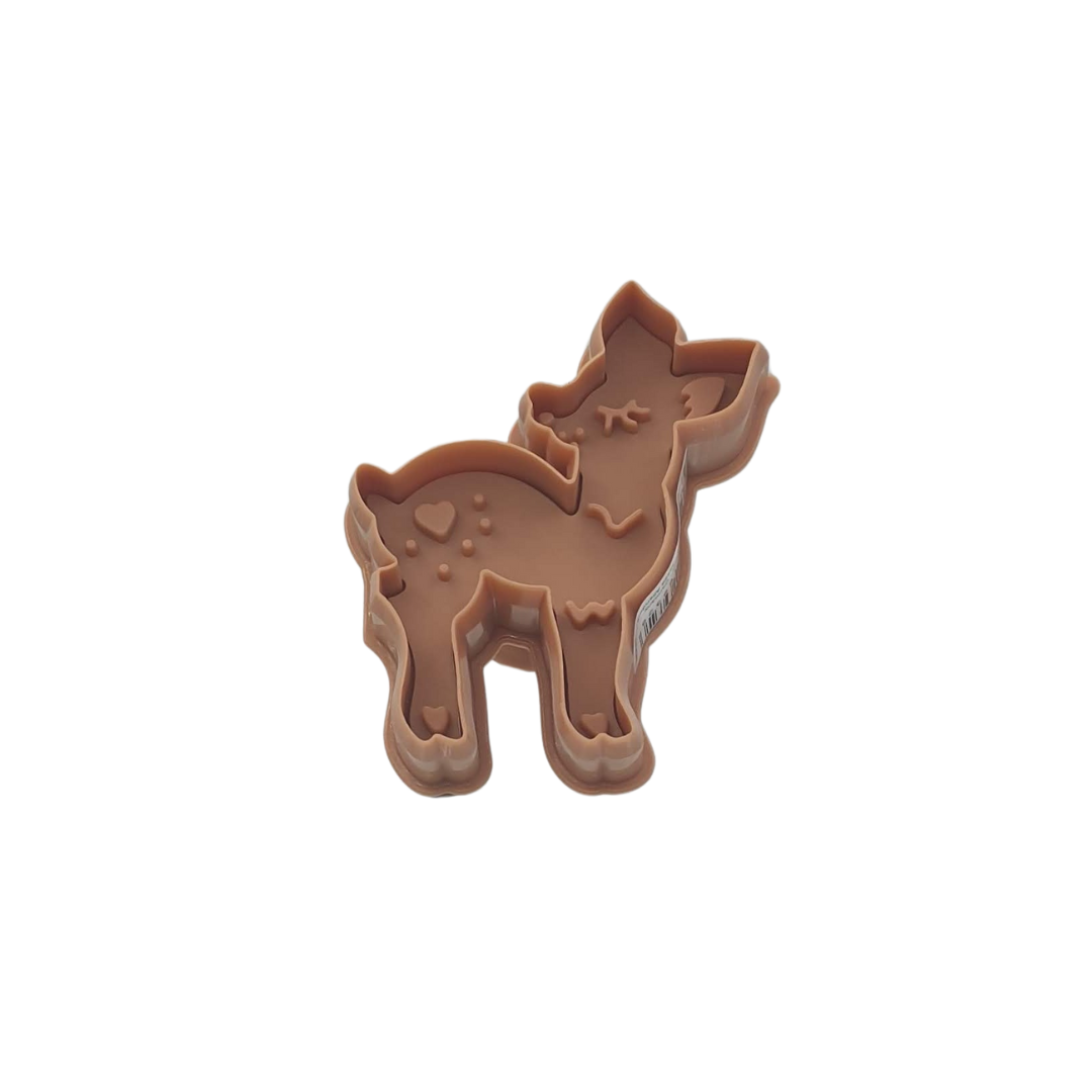 Plastic Reindeer Cookie Cutter With Stamp 6.5cm