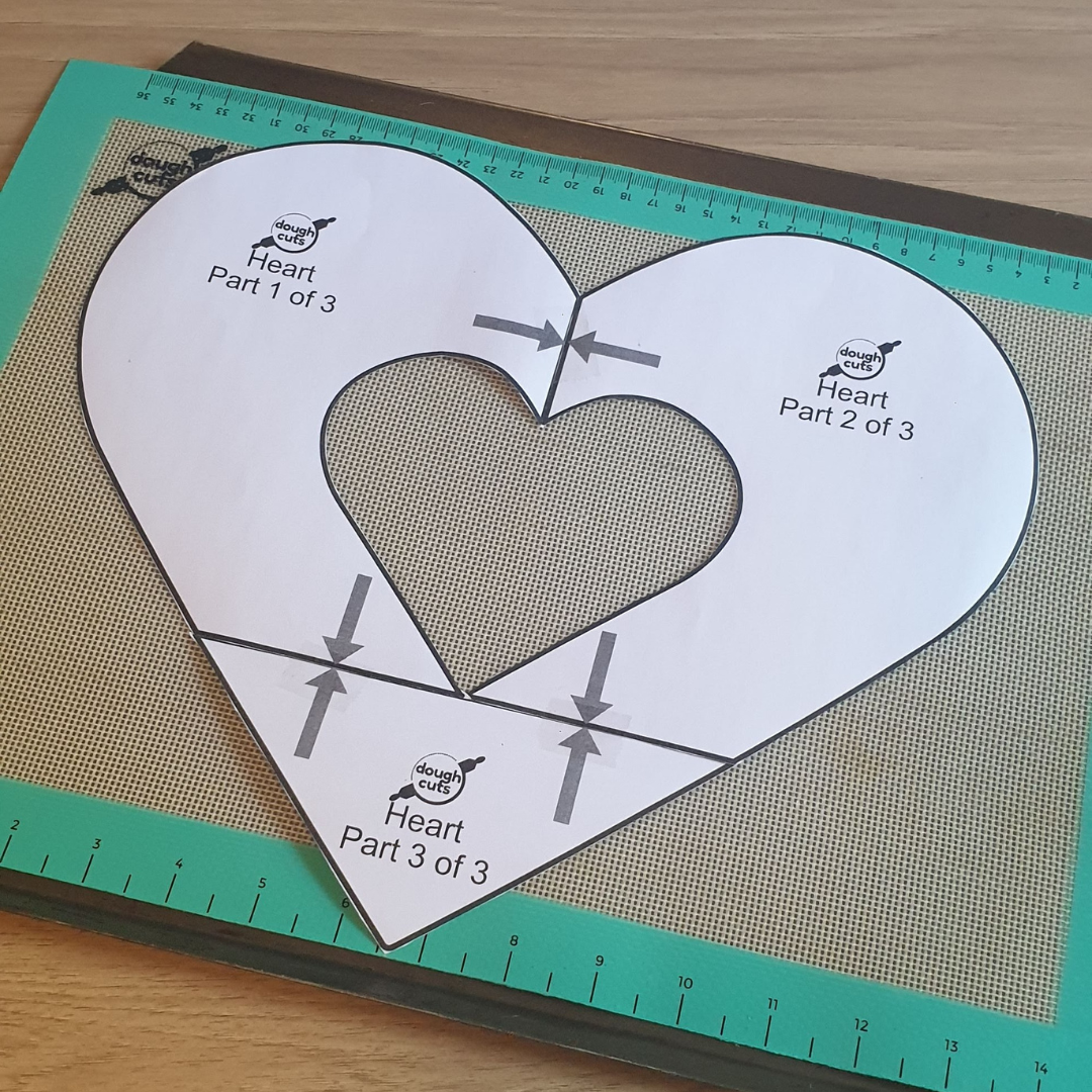 Baking template printed ready to use on tray in heart shape