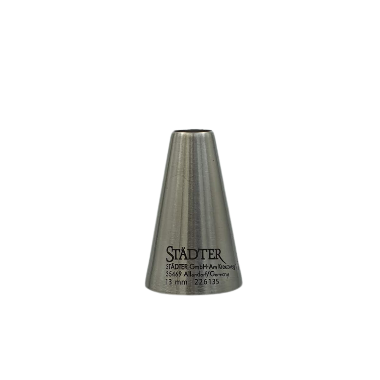 Round icing nozzle with 13mm opening made out of stainless steel
