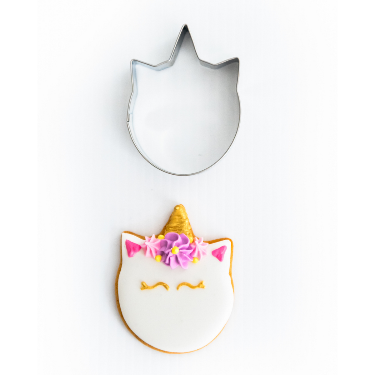 Unicorn Cookie Cutter With Cute Royal Icing Decorated Cookie