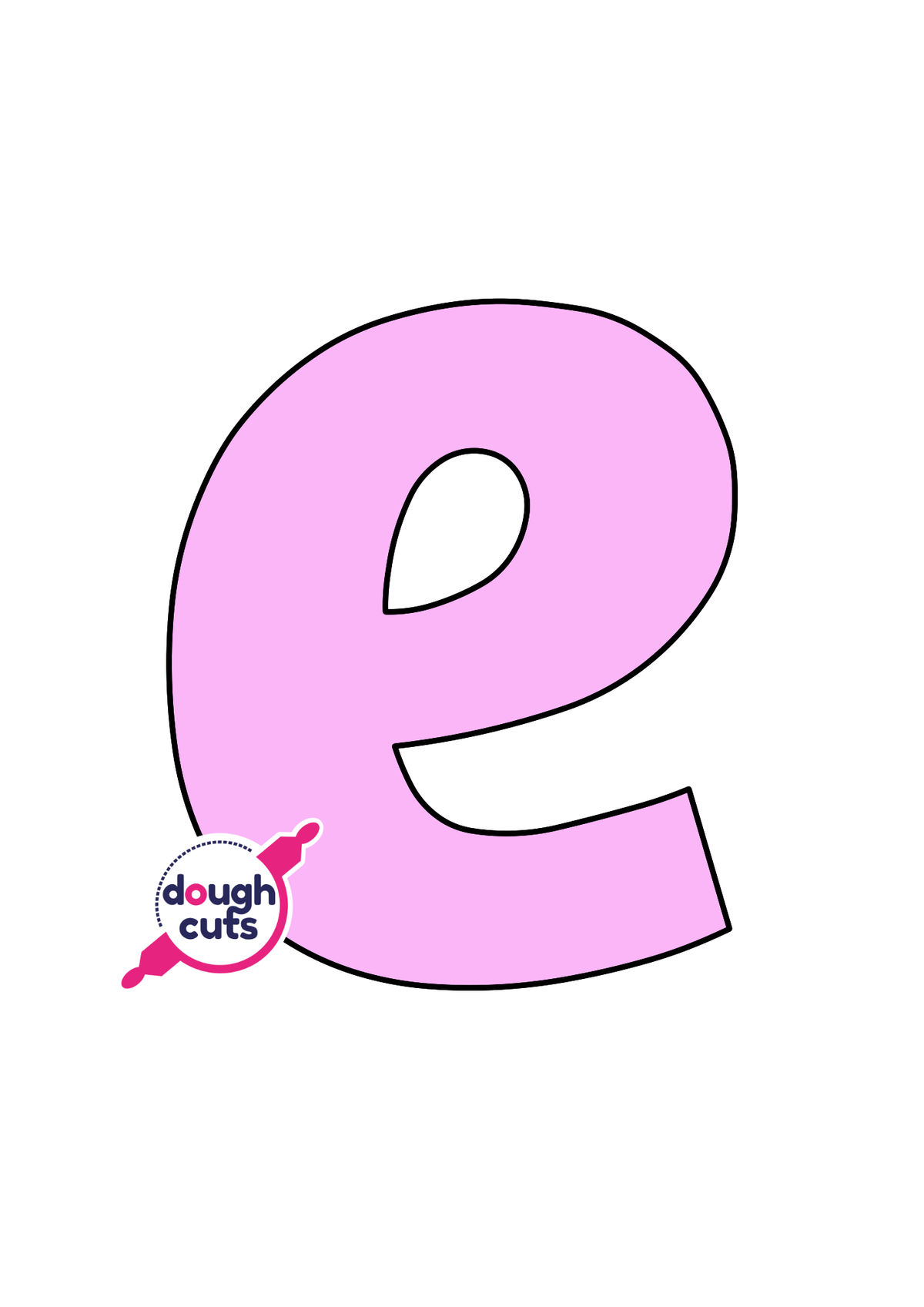 print at home baking stencil for lower case alphabet letter E
