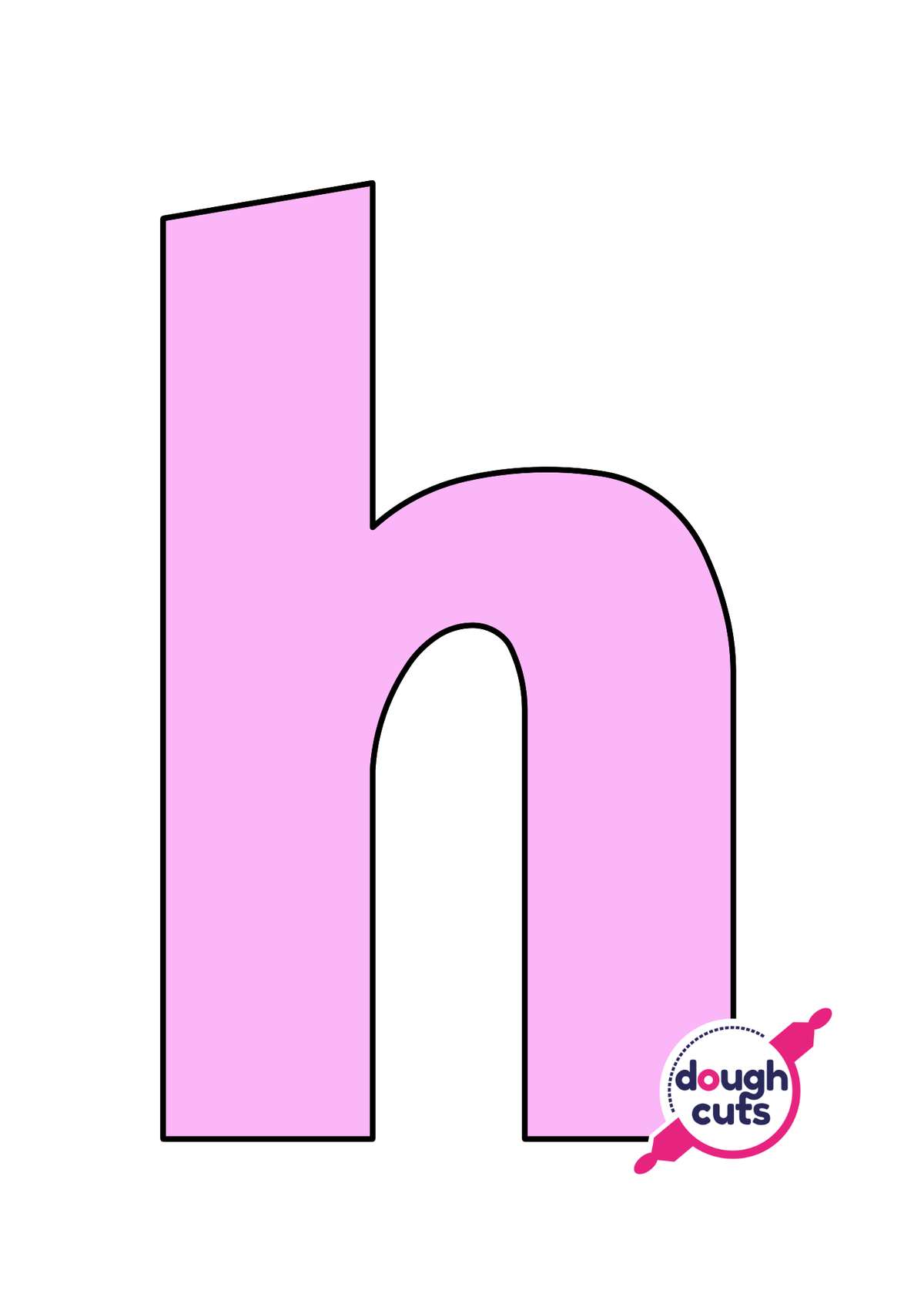 print at home baking stencil for lower case alphabet letter H
