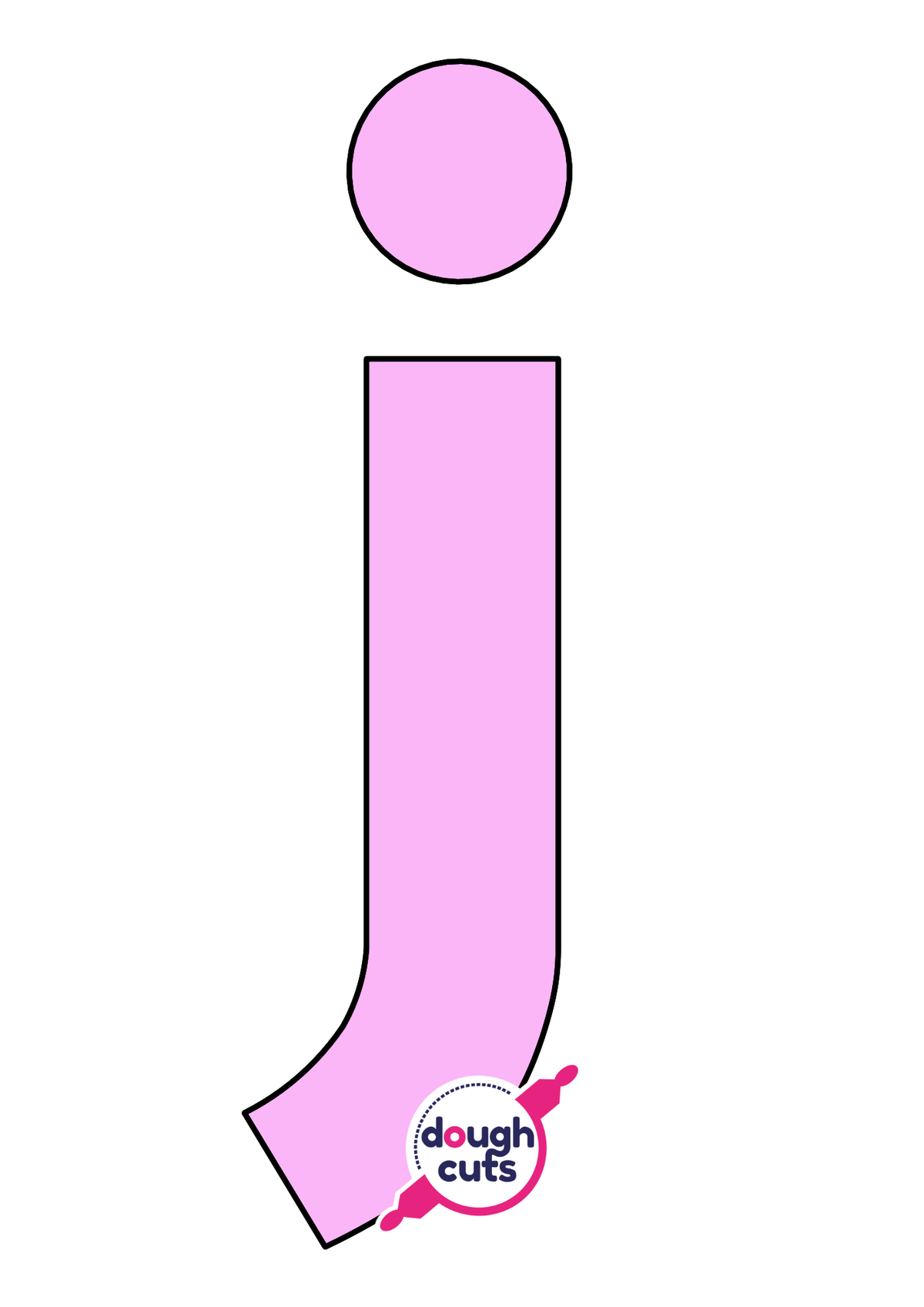 print at home baking stencil for lower case alphabet letter j