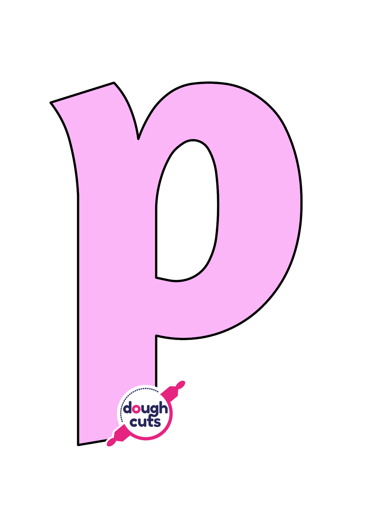 print at home baking stencil for lower case alphabet letter p
