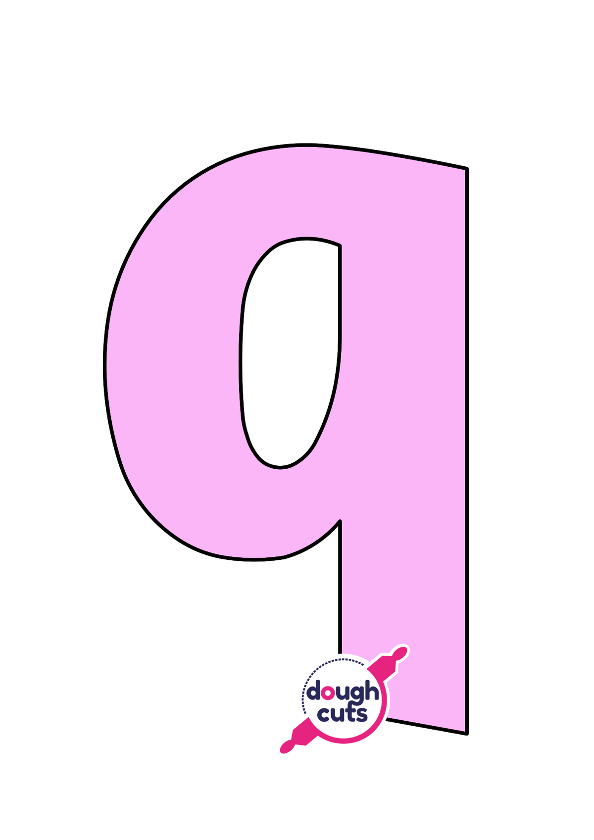 print at home baking stencil for lower case alphabet letter q
