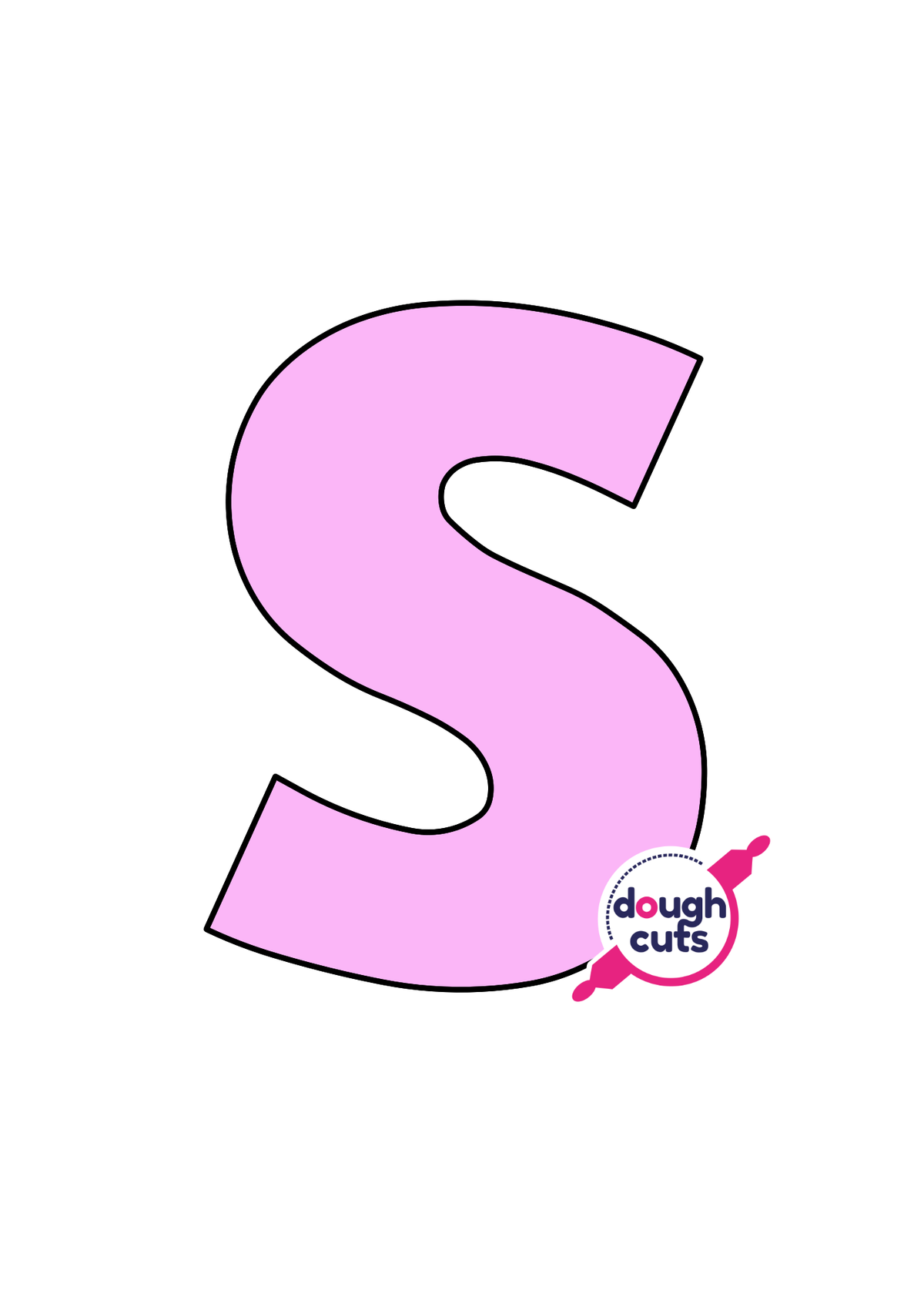 print at home baking stencil for lower case alphabet letter s
