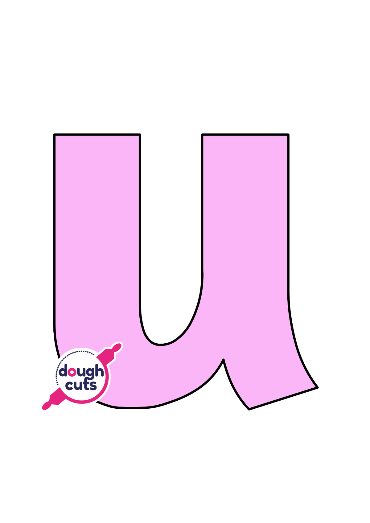 print at home baking stencil for lower case alphabet letter u
