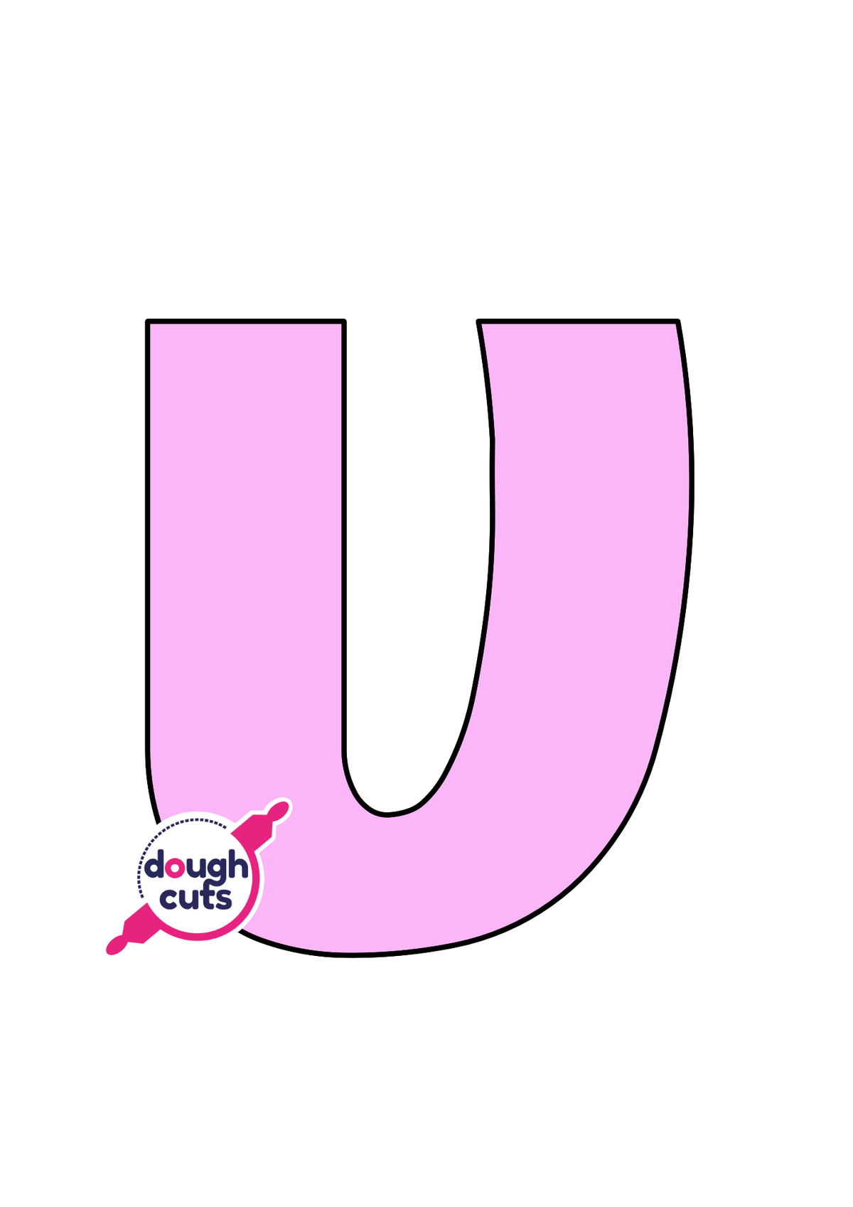 print at home baking stencil for lower case alphabet letter v
