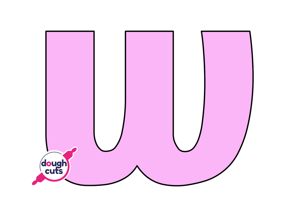 print at home baking stencil for lower case alphabet letter w
