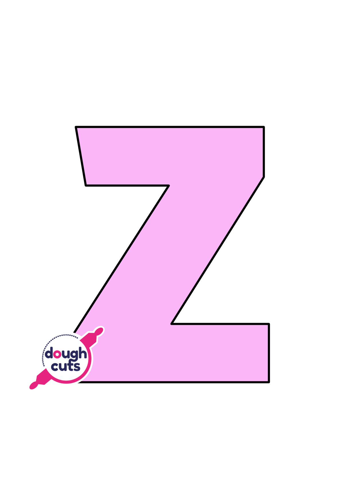 print at home baking stencil for lower case alphabet letter z
