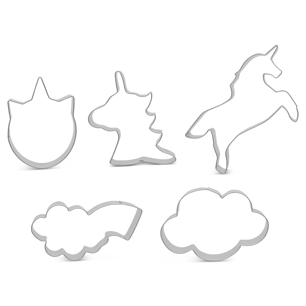 Unicorn Magic Set of 5 Cookie Cutters - Stainless Steel Professional Quality