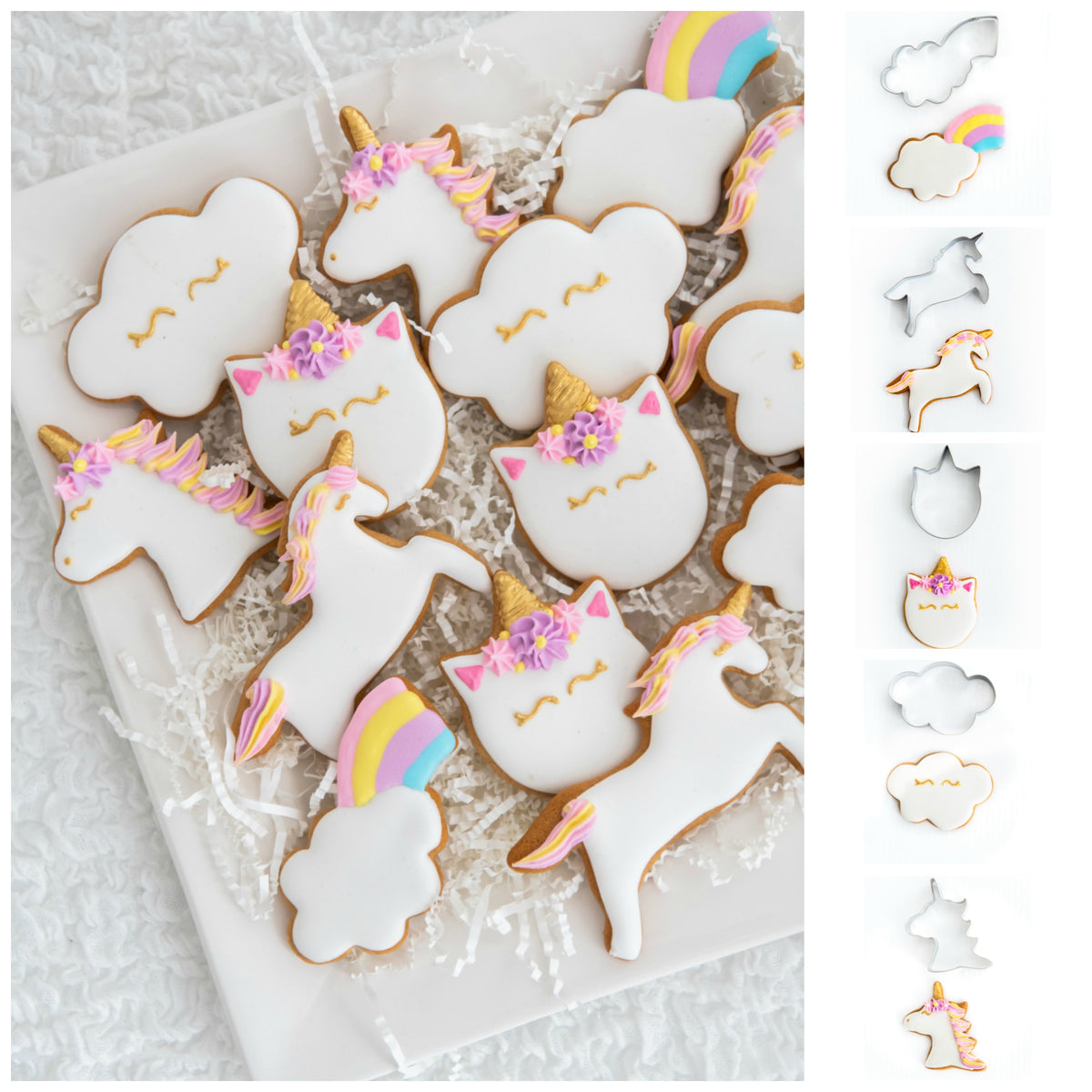 Unicorn Magic Set of 5 Cookie Cutters - Stainless Steel Professional Quality