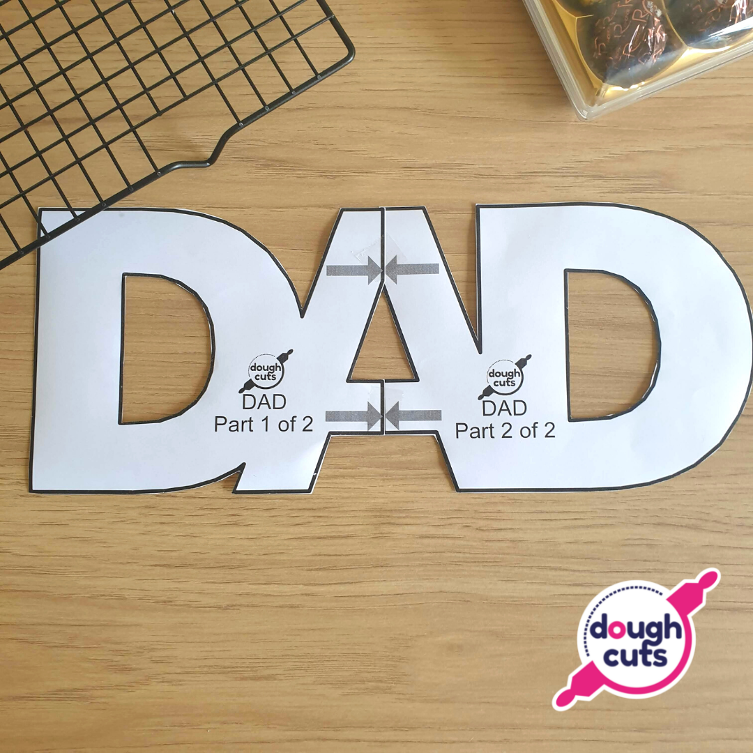 Image of printable DAD template to make a Father&#39;s Day or Birthday cookie cake, cream tart or cake.