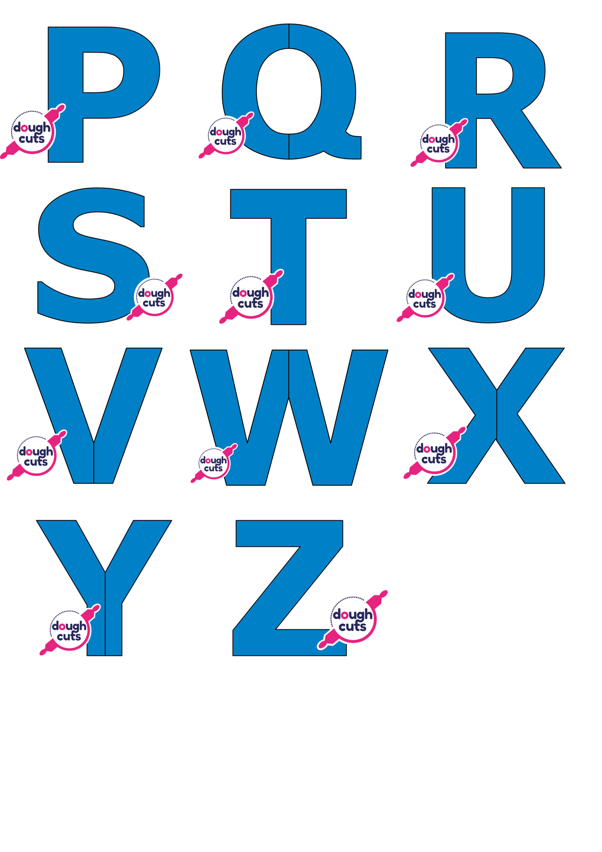 Alphabet Letter Set of 26 Cookie Cake Templates