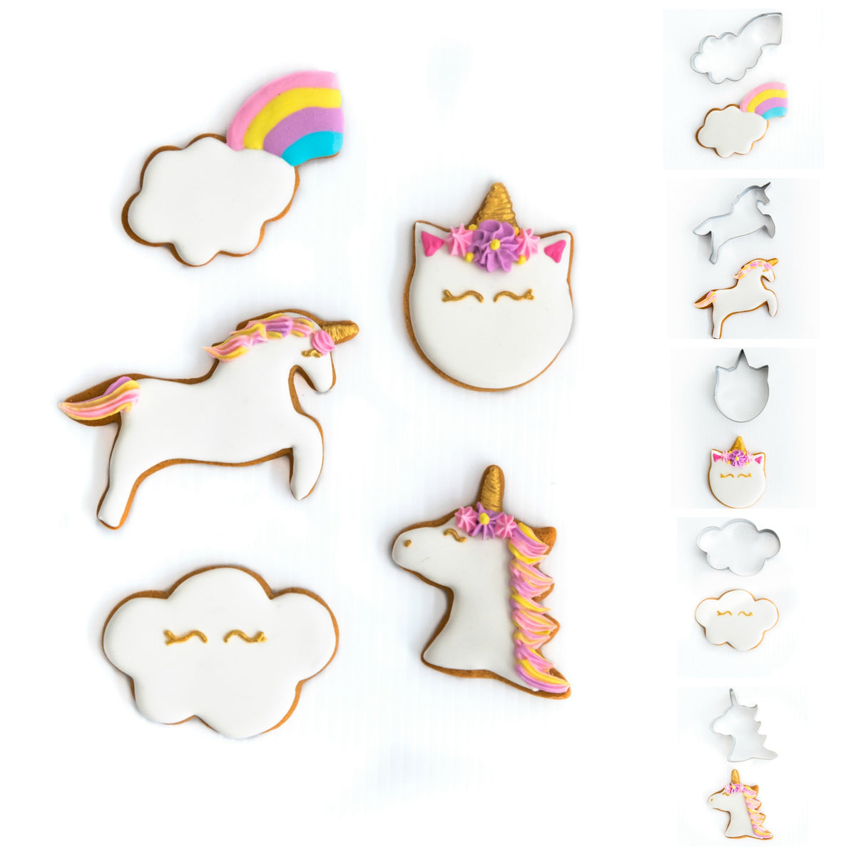 Unicorn Magic Set of 5 Cookie Cutters - Stainless Steel Professional Quality